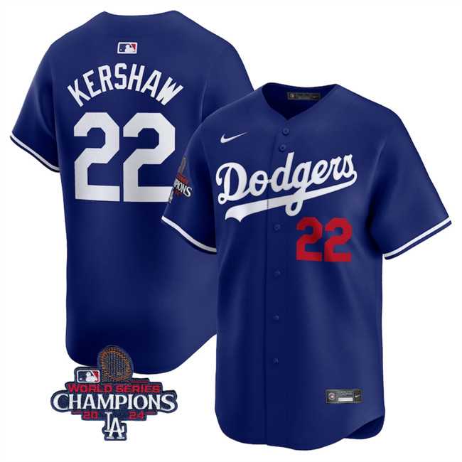 Men's Los Angeles Dodgers #22 Clayton Kershaw Royal 2024 World Series Champions Alternate Limited Stitched Baseball Jersey,We sell and wholesale Men's Los Angeles Dodgers #22 Clayton Kershaw Royal 2024 World Series Champions Alternate Limited Stitched Baseball Jersey on line form chian!